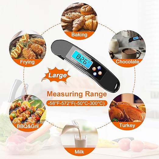 2PCS Digital Talking Thermometer for The Blind, Waterproof Instant Read Food Thermometer with Talking Function & Backlight, Meat Thermometer with Probe for Cooking and Grilling, and More