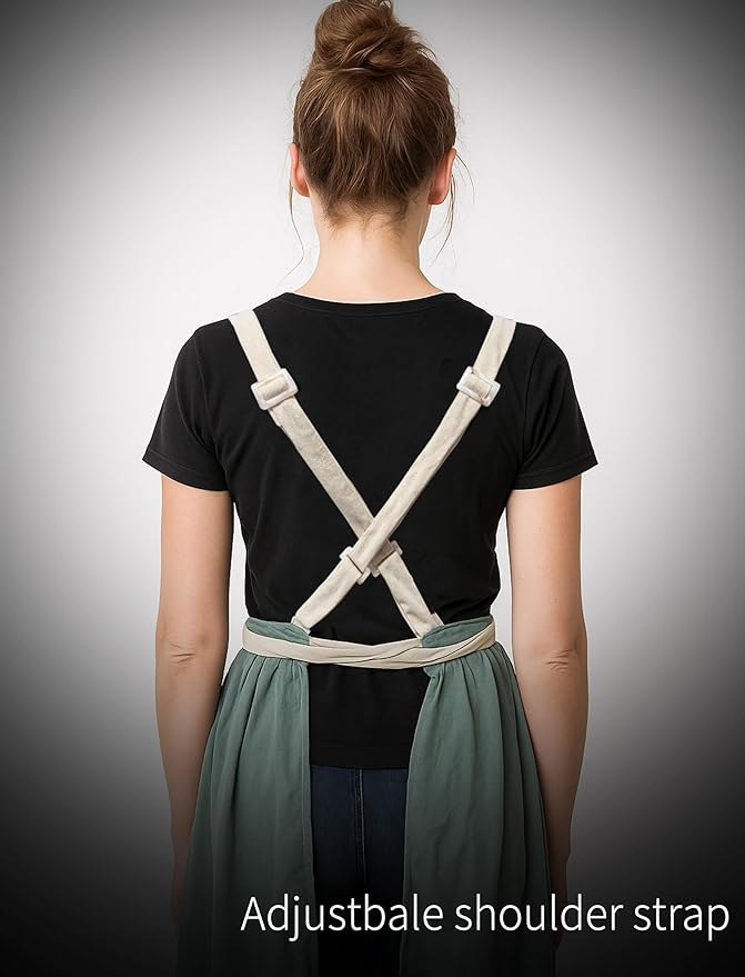 Pinknoke Vintage Pinafore Apron Dress for Women with Pockets Cute Floral Chef Aprons for Kitchen Cooking Baking Gardening
