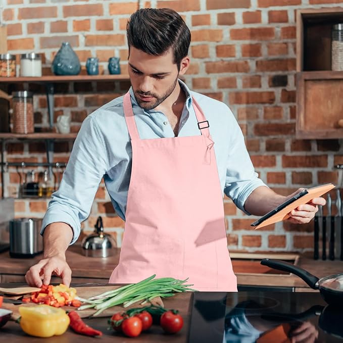 15 Pcs Adult Aprons Bulk with Pockets Adjustable Bib Chef Apron for Women Men Painting Cooking Crafting (S/L)