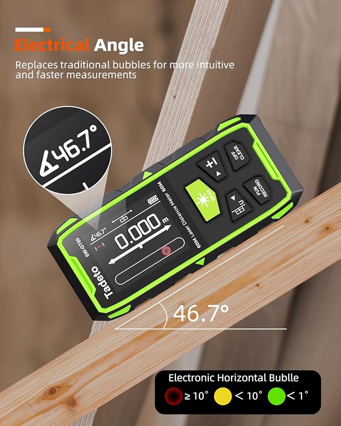 Tadeto Dual Laser Measuring Tool, 393FT/120M Bilateral Laser Measurement Tool Backlit LCD Display, Rechargeable Laser Measure with Ft/in/M Multiple Units Length/Area/Volume/Angle