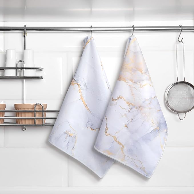 Boyiee Set of 6 Marble Kitchen Towels Gold Dish Towels Absorbent Stylish Marble Tea Towels 24 x 16 Inches Modern Hand Towels Housewarming Gifts for Farmhouse Kitchen Bathroom Decorations