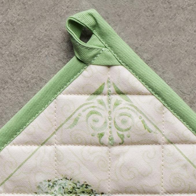 Maison d' Hermine Pot Holders 100% Cotton Heat Resistant Potholders 8" x 8" Hot Pads with Loop BBQ Cooking Baking Gifts for Mothers Day Handling Hot Pans Spring/Summer (Pack of 1, Jardin Du Roy)