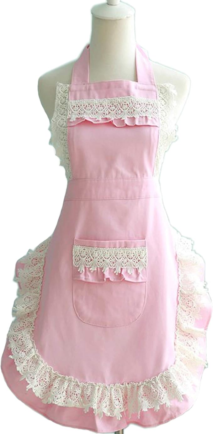 Hyzrz Lovely Home Work Adjustable Apron Cake Kitchen Cooking Women Girls Aprons With Pocket for Gift, Pink