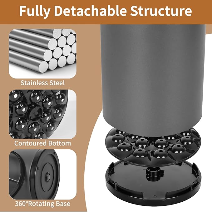 Nigelia Extra Large Kitchen Utensil Holder - 360° Rotating Stainless Steel Cooking Utensil Holder for Countertop, 3 Compartment Flatware Organizer & Utensil Caddy with Removable Base(Grey)