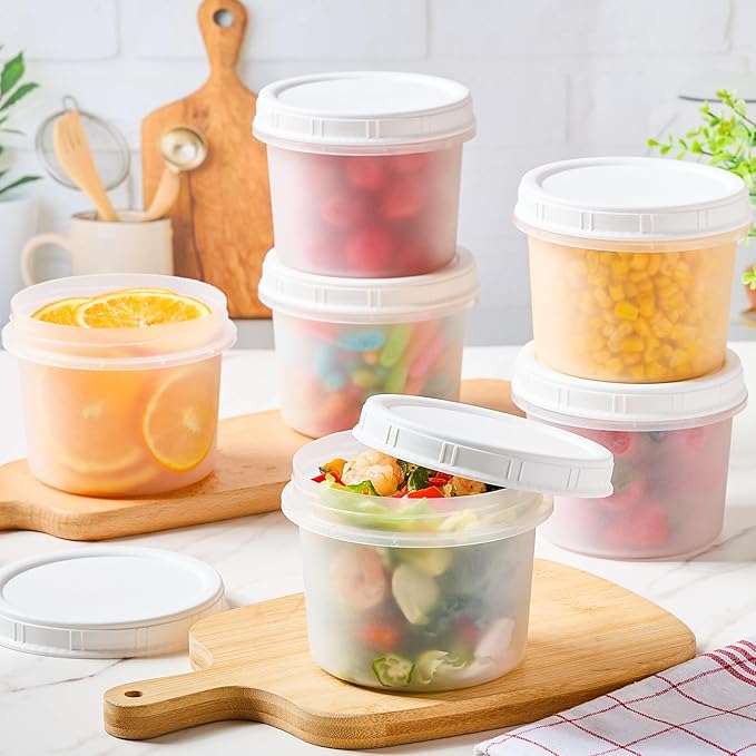 TUZAZO 20 Oz Food Storage Containers with Screw Lids, 6-Count Reusable Small Plastic Soup Containers for Portion and Meal Prep | Microwave-, Freezer-, Dishwasher-Safe | BPA Free