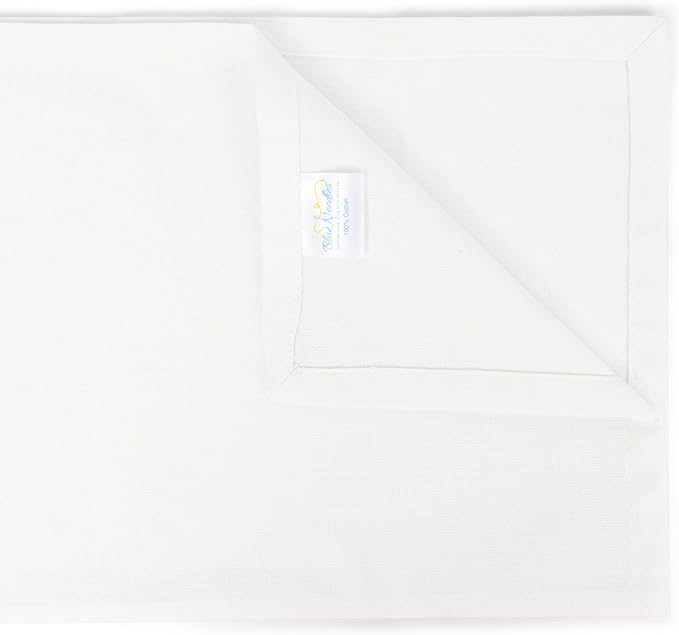 Blue Needles Solid Cloth Napkins Set of 12 White 100% Cotton Dinner Napkins 18x18 inches - Soft, Reusable, Absorbent & Washable Linen, Ideal for Spring Summer Easter Events Parties & Everyday Use