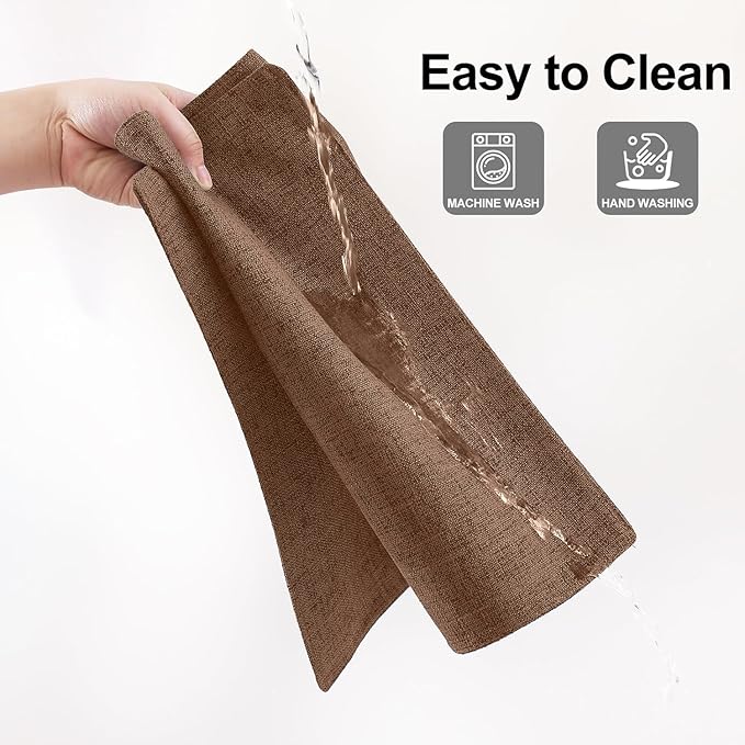 Homaxy Cloths Placemats for Dining Table Set of 4, Heat Resistant Washable Cotton Linen Blend Table Mats, Easy to Clean Place Mats for Indoor Outdoor Party Kitchen Decoration, 13" x 18", Brown