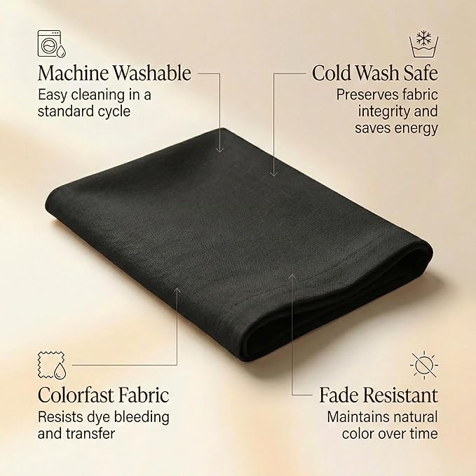 ACCENTHOME Accent Home 100% Cotton Napkins, Delicate Cloth Napkins for Dinners, Parties and Weddings,18 x 18 Inch Set of 12 - Black