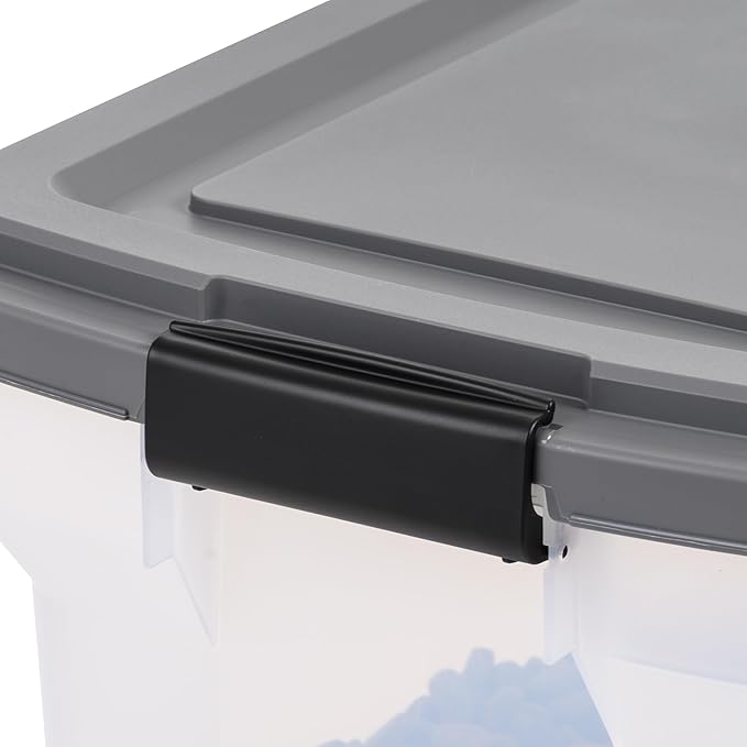 IRIS USA Dog Food Storage Container 58 lbs, Attachable Wheels, & Included Scoop, for Dog Cat Birds and other Pets, Food Storage Bin, Keep Fresh, Easy Mobility, BPA Free - Made in the USA, Dark Gray