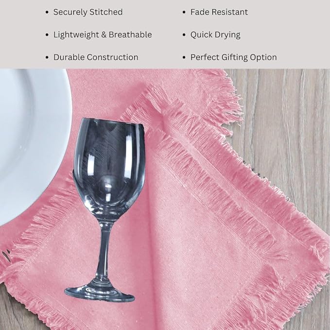 Cloth Dinner Napkins 100% Cotton Set of 6 - Soft Durable Reusable Table Napkins - for Dining Weddings Parties Holidays Easter and Everyday Use - Large 20x20 Inch Cloth Napkins Baby Pink