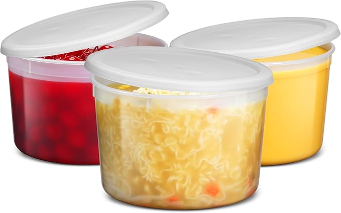JoyServe 64 oz Plastic Containers with Lids - (Pack of 6) Food Storage Organizer Half Gallon Round Plastic Deli Container with Leak-Proof Lid, BPA-Free, Freezer, Dishwasher & Microwave Safe