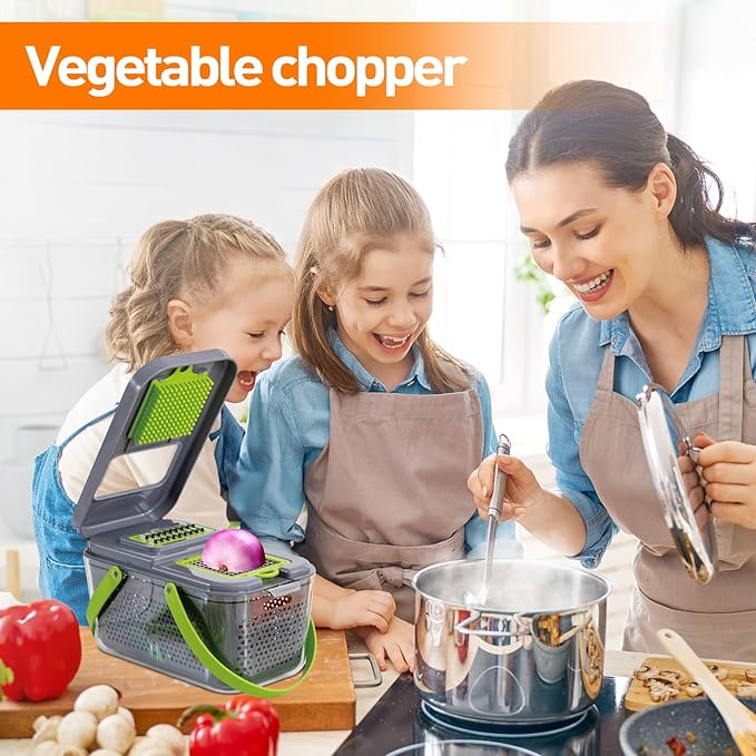 APSARAS USA Pro 18 in1 Vegetable Chopper, Food Chopper with Container, Veggie Slicer & Cutter for Onion Salad,Kitchen Gadgets Accessories,Home Essential Gadget&Kitchen,1.8L