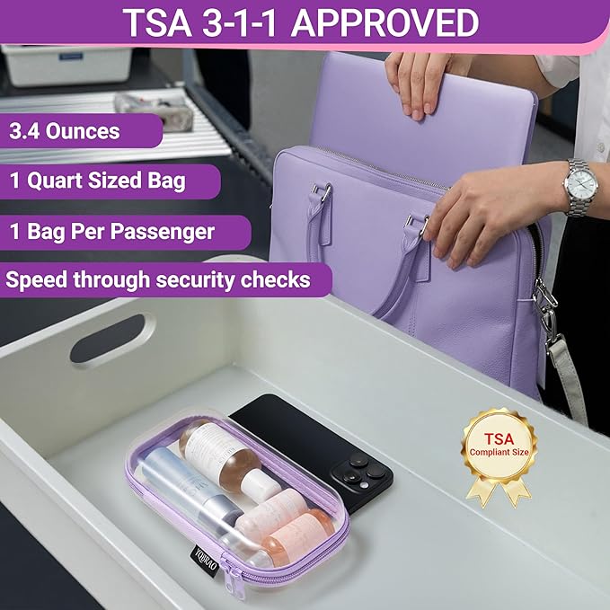 YQBRAO 3 Pack Hard Sided Clear Zipper Case for Storage- Thickened-Grade Clear Hard Shell Zipper Case for Organizing Bead, Handicrafts, Sewing, Toiletries, Makeup (Purple)