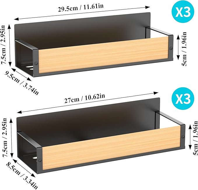 HuggieGems 6 Pack Magnetic Spice Storage Rack Organizer for Refrigerator and Oven, Wood Fridge Organizers and Storage