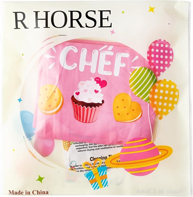 R HORSE 2Pcs Adults Kids Matching Apron Set - Mommy and Me Adjustable Kitchen Apron with 2 Pockets - Parent and Child Matching Gift for Women Kid Cooking Baking Painting Training Gardening