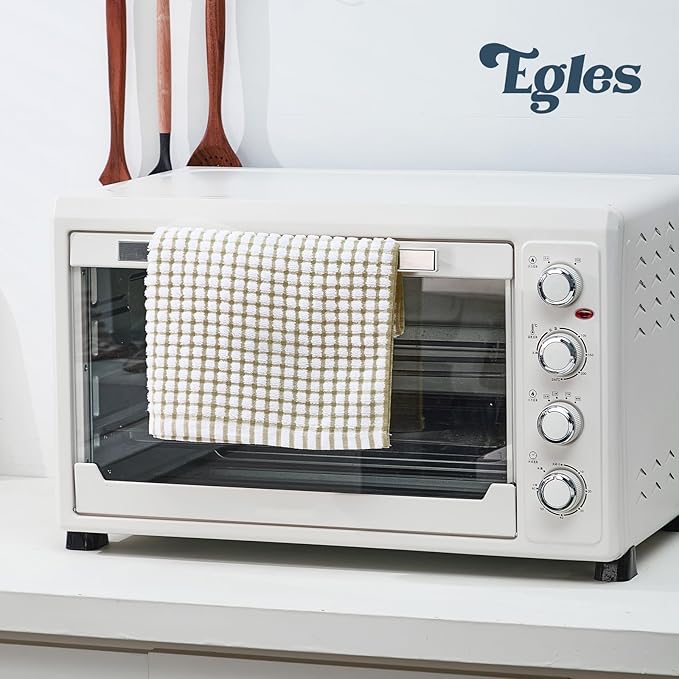 Egles 12 Packs Kitchen Dishcloths, 100% Cotton Grid Terry Dish Cloths 12" x 12" Ultra Soft Super Absorbent Dishrag Reusable Dishcloth, Multi-Purpose Quick Drying Hand Dish Towel Set with Hanging Loop