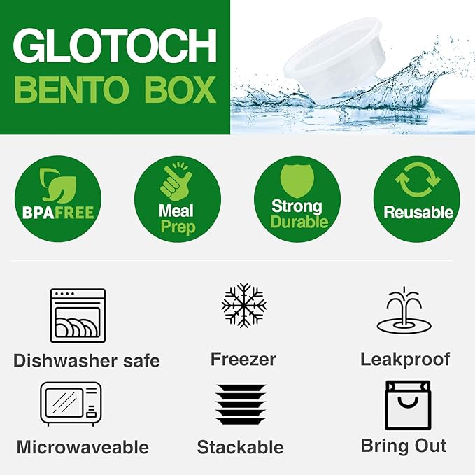 Glotoch Soup Containers With Lids, 48 Pack 8 oz(1 Cup) Deli Containers, To Go Container, Freezer Container For Food-Microwave, Freezer & Dishwasher Safe Eco-Friendly, BPA-Free, Reusable&Stackable