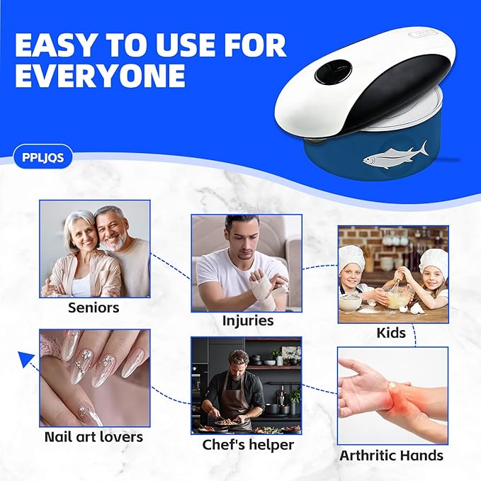 Rechargeable Magnetic Electric Can Opener - Type-C Fast Charge, Smooth Edge, for Seniors, Arthritis Sufferers & Low Grip Strength Users