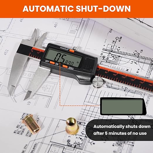 HARDELL Digital Caliper, 0-8 Inch Measuring Tool Large LCD Screen,Stainless Steel,Auto-Off,Inch/Fractions/Millimeter Waterproof Caliper Digital Micrometer for DIY/Household/3D Printing