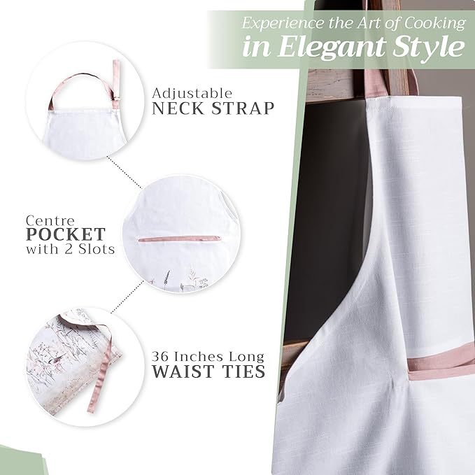 Maison d' Hermine 100% Cotton Apron for women with Pocket Kitchen Chef Apron for Men Cooking Mothers Day Gifts