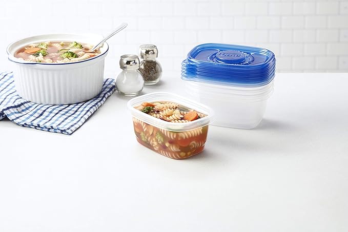 Glad GladWare Medium Rectangle Food Storage Containers with Lids, BPA Free Plastic for Soups Salads and Meal Prep, Airtight Leak Resistant, Microwave Dishwasher Freezer Safe, 24 Oz, 5 Count - 6 Pack