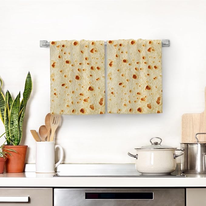 Burritos Tortilla Kitchen Towels Decorative Set of 2, Soft Absorbent Dish Towels Fried Pancake Pita Hand Towels for Kitchen Farmhouse Holiday Home Decorations