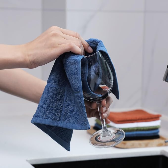 Glynniss Dishcloths Kitchen Highly Absorbent Dish Rags 100% Cotton Dish Cloths for Washing Dishes, Cleaning (Black, 11x11)