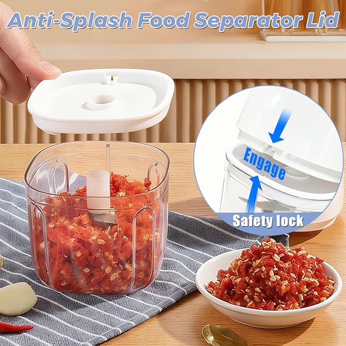 Tiiyee Electric Garlic Chopper, 350ML USB Garlic Mincer Masher Portable Veggie Chopper Blender to Vegetable Grinder Mini Food Processor 6 Stainless Steel Blade for Nuts Chili Onion Ginger Spices