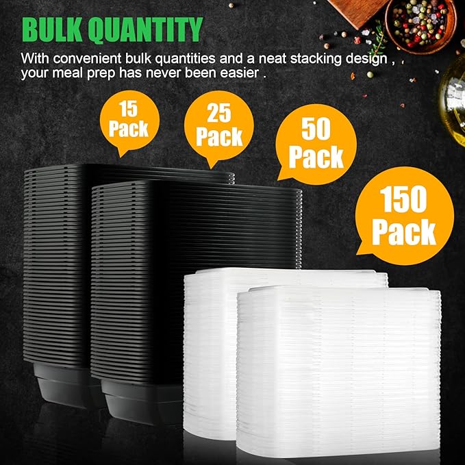 WUHUIXOZ Meal Prep Container, 90 Pack 32 oz Food Storage Containers with Lids, Disposable Bento Box Reusable Plastic Lunch Box, BPA Free Take-Out Box Microwave Dishwasher Freezer Safe