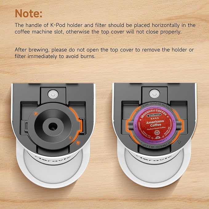 Horavie Small Single Serve Coffee Maker, Fast Brew One Cup Coffee Machine for K Cup and Grounds, 6 to 12 oz. Brew Sizes, Capsule Coffee Machine with Descaling Reminder and Viewing Tank, White