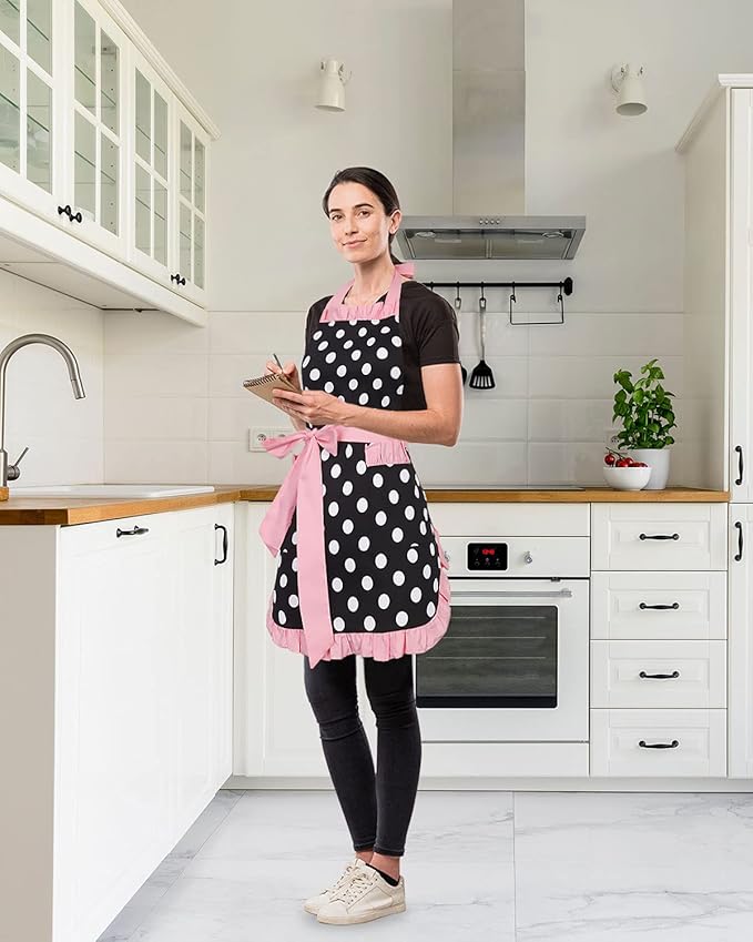 RosieLily Retro Aprons for Women with Pockets Vintage Apron Kitchen Apron for Cooking Baking Cute