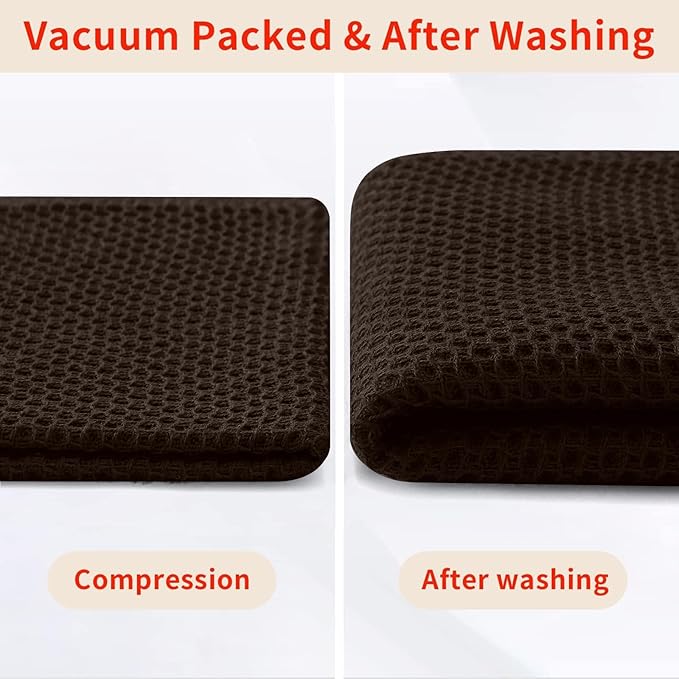 Homaxy 100% Cotton Waffle Weave Kitchen Dish Cloths, 7-Pack Ultra Soft Absorbent Dish Towels, Quick Drying Dish Rags, 12 x 12 Inches, Dark Brown