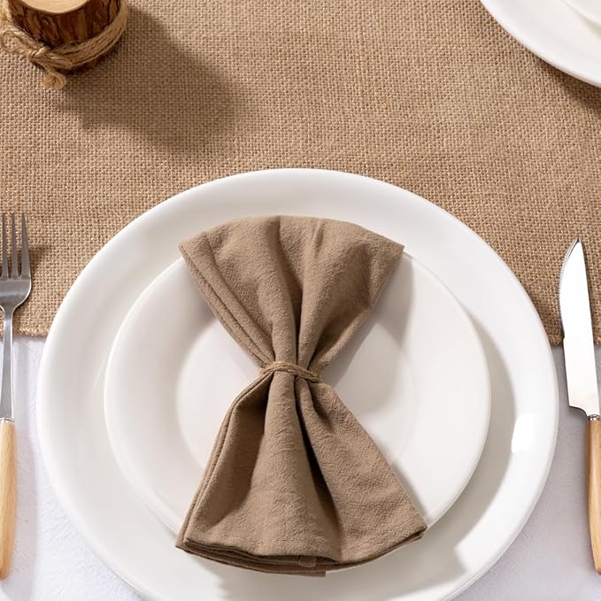 MLMW Nude Brown Cloth Napkins Set of 8 Linen Rustic Spring Easter Cotton Napkins Cloth Bulk Washable Dinner Napkins 16"×16" for Wedding Party Baby Bridal Shower Birthday Table Decor