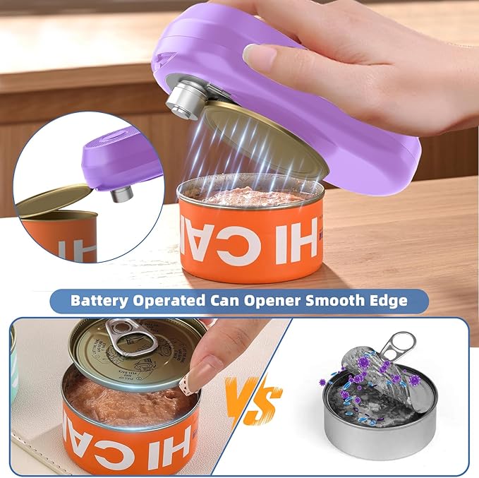 Auto Electric Can Opener, Rechargeable Can Openers for Seniors & Arthritis, One-Touch Automatic Can Opener, Hands-Free, Smooth Edge, Compact, Cordless, Food-Safe Kitchen Gadgets
