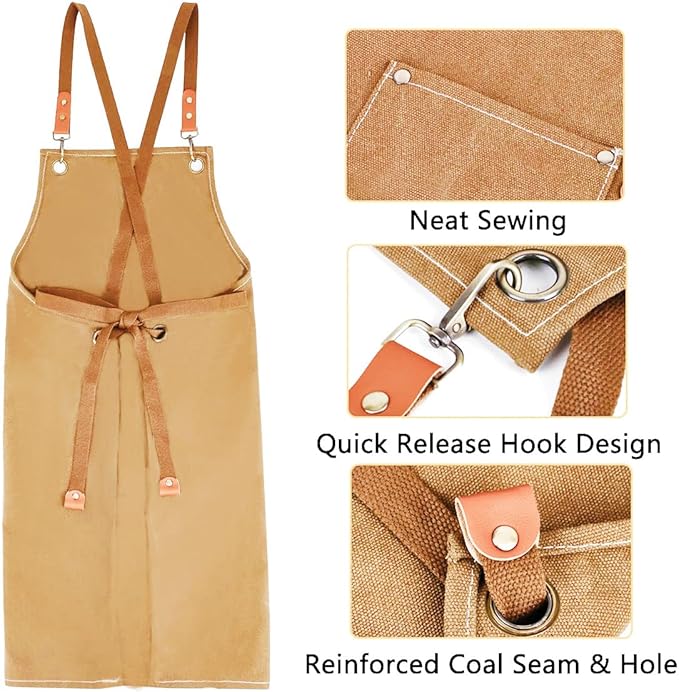 Kids Aprons AdjustableTool Waterproof For Cooking Painting Gardener Canvas Apron For 6-12 Girls And Boys