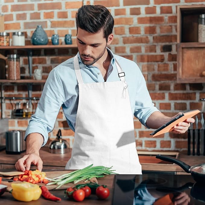 15 Pcs Adult Aprons Bulk with Pockets Adjustable Bib Chef Apron for Women Men Painting Cooking Crafting (S/L)