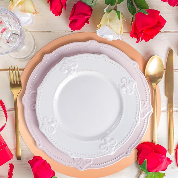 Tioncy 50 Pcs Rose Gold Round Paper Placemats Decorative Disposable Placemats Table Mats for Dining Wedding Table Decoration Home Banquet New Years Festive Party Birthday Holiday