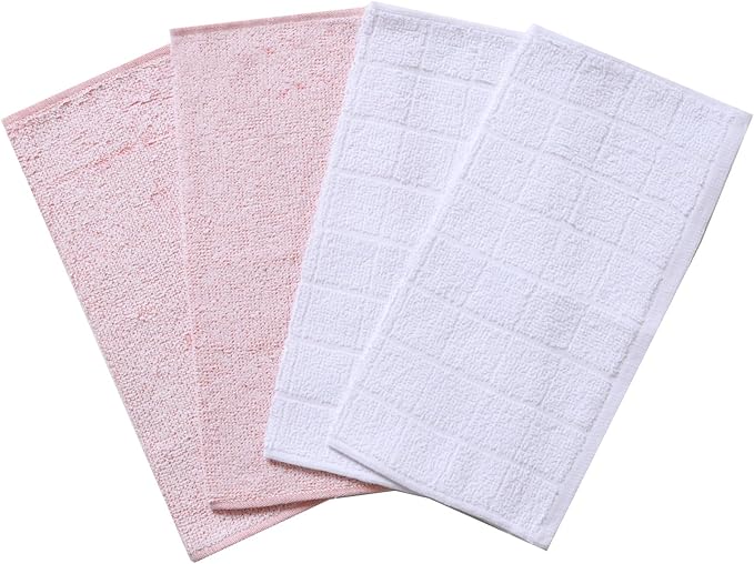 Oeleky Kitchen Dish Cloths, Cotton Shop Rags, 11x11 Inches, Absorbent Cleaning Dish Rags for Home and Kitchen (24, White)