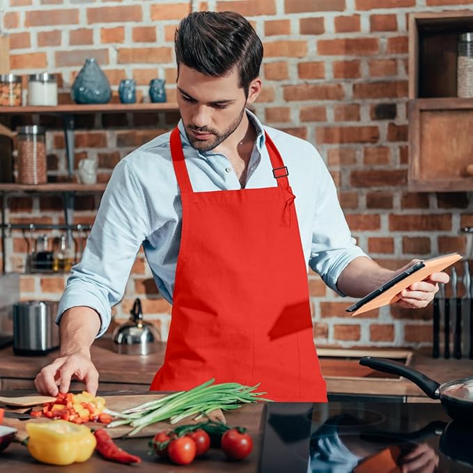 15 Pcs Adult Aprons Bulk with Pockets Adjustable Bib Chef Apron for Women Men Painting Cooking Crafting (S/L)