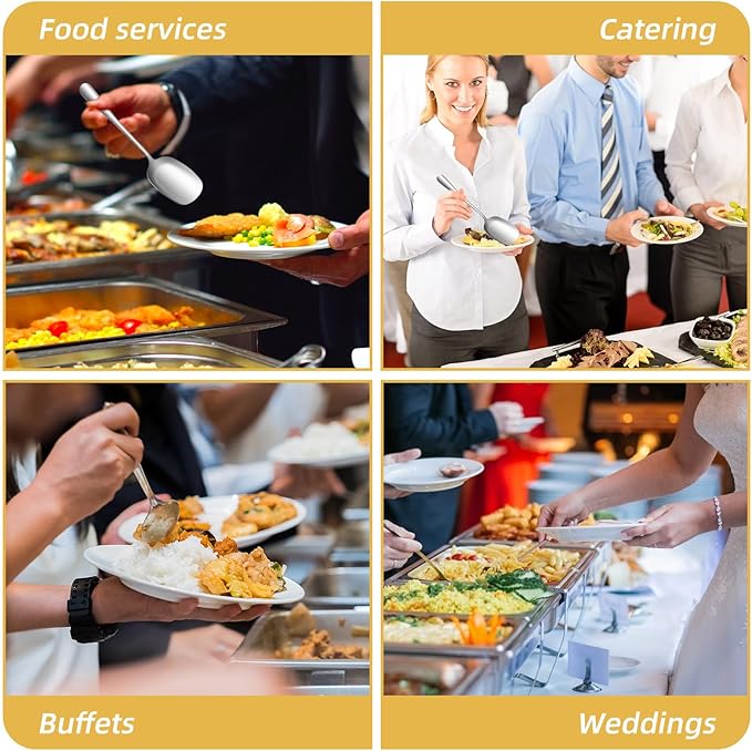 12 Pcs Stainless Steel Buffet Serving Spoon, 8.6 Inch Large Serving Spoon Set, Bulk Silver Food-Grade Polished Buffet Utensils Banquet for Parties/Kitchen/Catering/Banquet Dishwasher Safe
