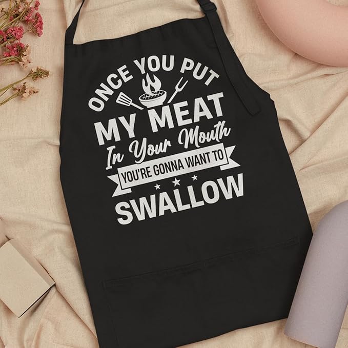 SANDJEST Men's Aprons with Pockets - Funny Aprons for Men BBQ, Kitchen, Cooking - Gifts for Birthday, Birthday