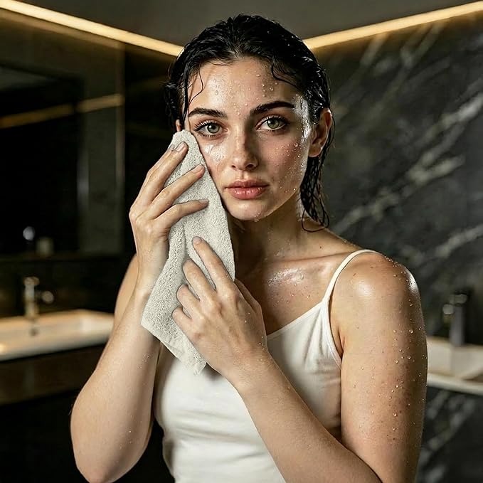 RIVERSIDE Pack of 24 Wash Cloths for Showering, 12 x 12 Inches, Super Soft & Absorbent, 100% Cotton Washcloths Premium Quality Flannel Face Cloths for Bathroom, Gym, Spa (Cannoli Cream, 24 Pack)
