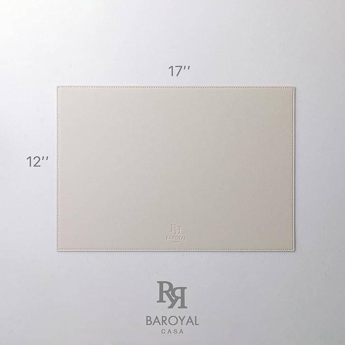 Faux Leather Placemats Set of 4 Vinyl Washable Wipeable Table Mats for Kitchen Dining Table Heat Resistant Waterproof Modern Indoor/Outdoor Placemats Non-Slip Easy Clean Place Mats-Cream White