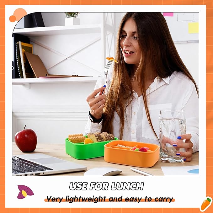 Layhit 4 Pcs Silicone Bento Box for Adults, 27 oz Bento Lunch Container Reusable 3 Compartment Lunchable Food Container for Women Men, Leak Proof Microwave Dishwasher Freezer Safe (Vivid Colors)