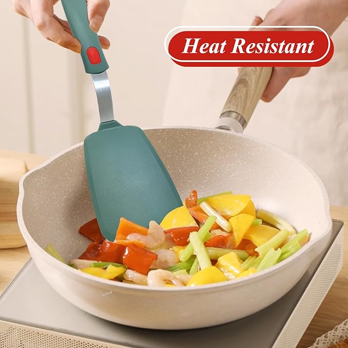 Silicone Spatula Turner, Small Pancake Spatulas for Nonstick Cookware Pan, Heat Resistant 600°F, Thin Flexible Cooking Spatula for Kitchen Use, Flipper for Omelette Egg Fish, Dishwasher Safe