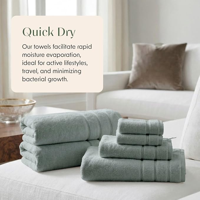 Springtree Home Luxury Turkish Cotton Bath Towels Set | 100% Turkish Cotton | Premium Bath Towels | Ultra Soft Thick Plush & Highly Absorbent | Luxury Hotel & Spa Bathroom Towels | Chinois Green