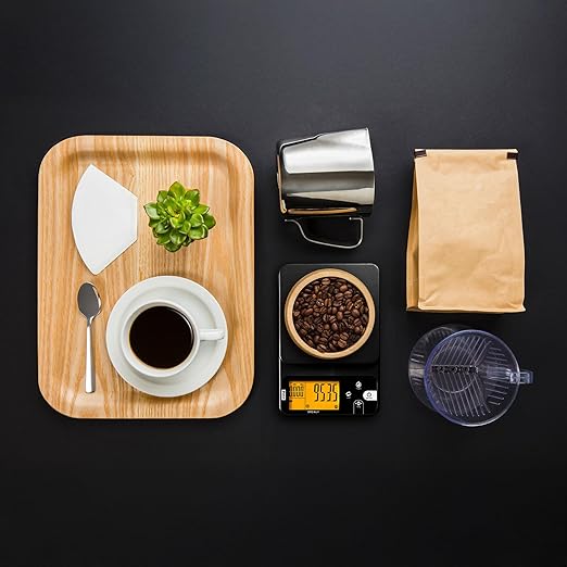 Polit Brewly Coffee Scale with Timer — 0.1g/0.5g/1g Triple-Range Precision Espresso & Pour-Over Scale, USB-C/Battery Powered, Milk/Water ml Modes, Ultra-Slim Travel Coffee Scale Home & Café Brewing