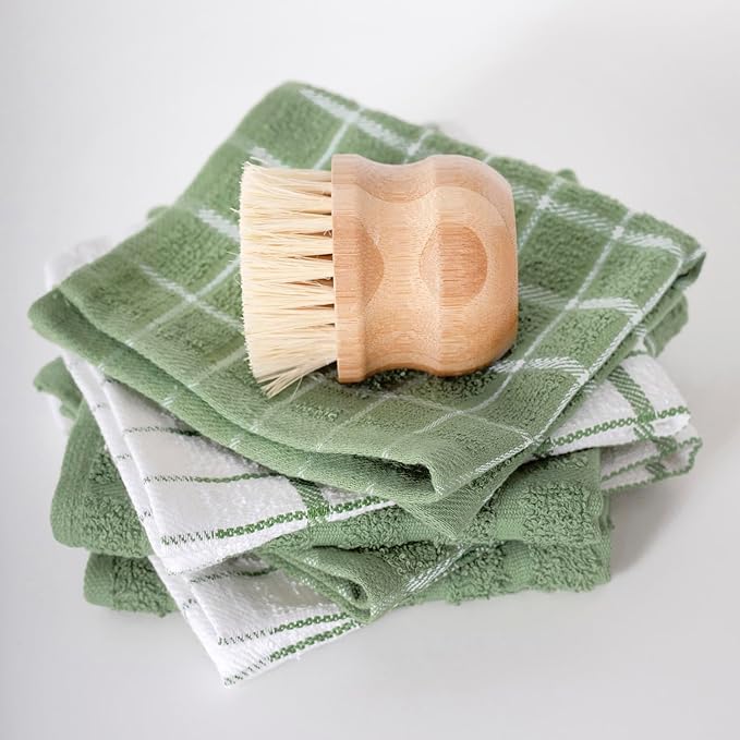 Ritz Premium Terry Check Kitchen Dish Cloths, 6-Pack, Juniper