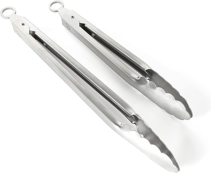 Martha Stewart Richburn 2-Piece Stainless Steel Tongs Set – 12-Inch and 9-Inch Kitchen Tongs for Grilling, Serving, and Cooking