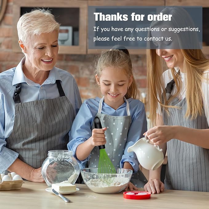 OYV Dishwasher Safe Green Silicone Whisk, Sealed Waterproof Design Set of 3, Professional Kitchen Whisks for Cooking Non-Scratch, Silicone & Stainless Steel Whisk, Heat Resistant Balloon Egg Beater